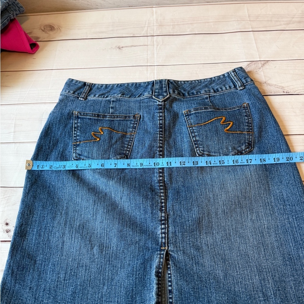 Bay Studio Petite Denim Skirt 14P Classic Blue Stretch Pencil - Picture 4 of 8